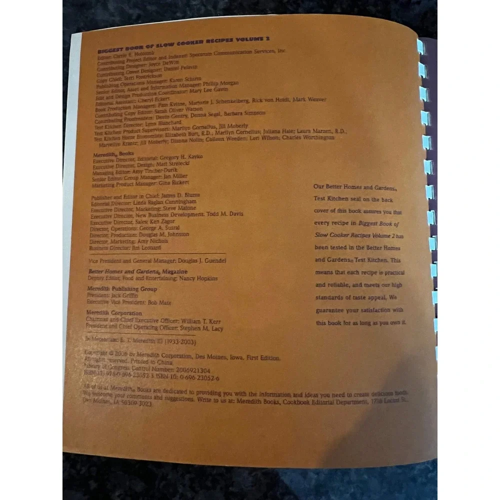 Better Homes and Gardens Slow‎ Cooker Recipes Cookbook Volume 2 Spiral 2006